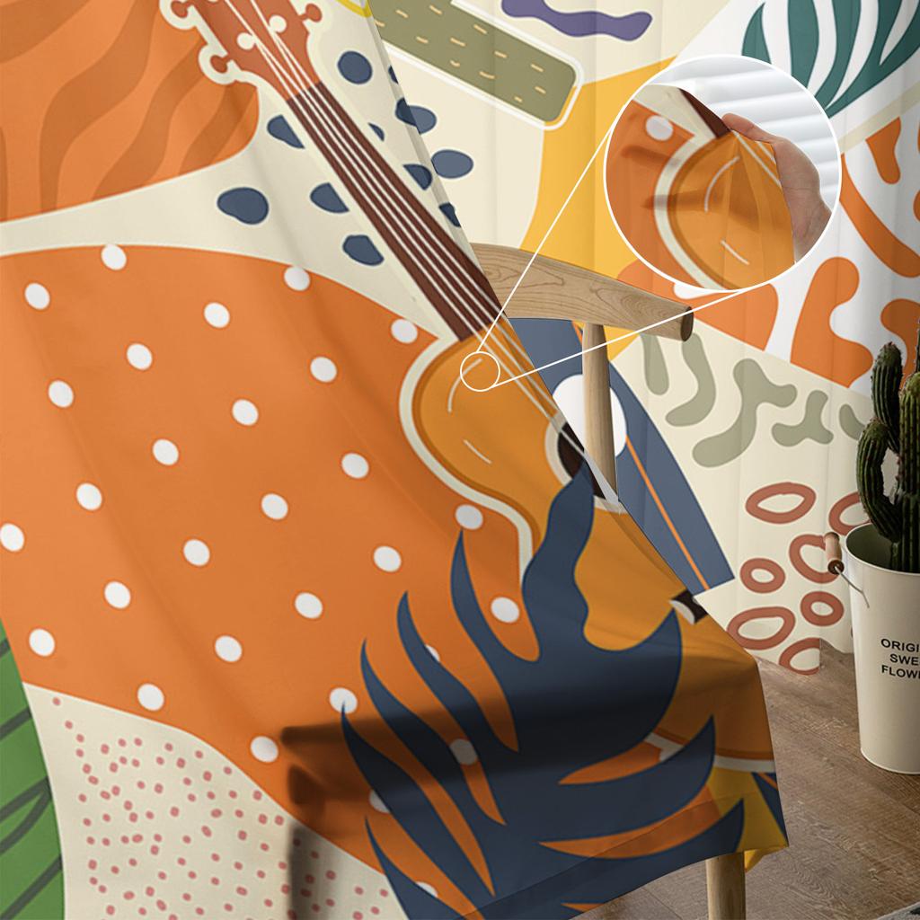 Cowboy Wüste Tropische Pflanze Gitarre Boho Transparente Vorhänge Wohnzimmerfenster Tüllvorhänge Schlafzimmer Schleier Vorhänge Luxuriöse Gardinen