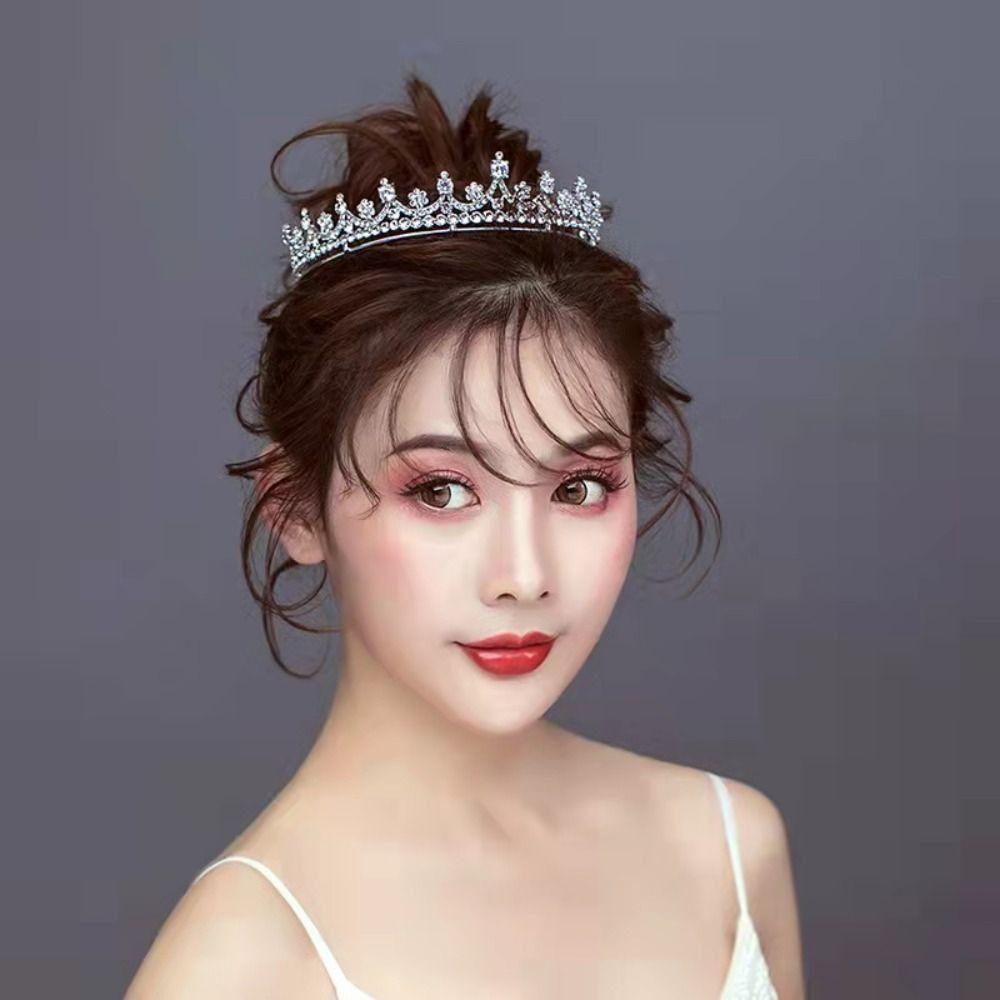 Zircon Crystal Bridal Crown Shiny Princess Tiara Wedding Hair Jewelry  Hair Jewelry Accessories