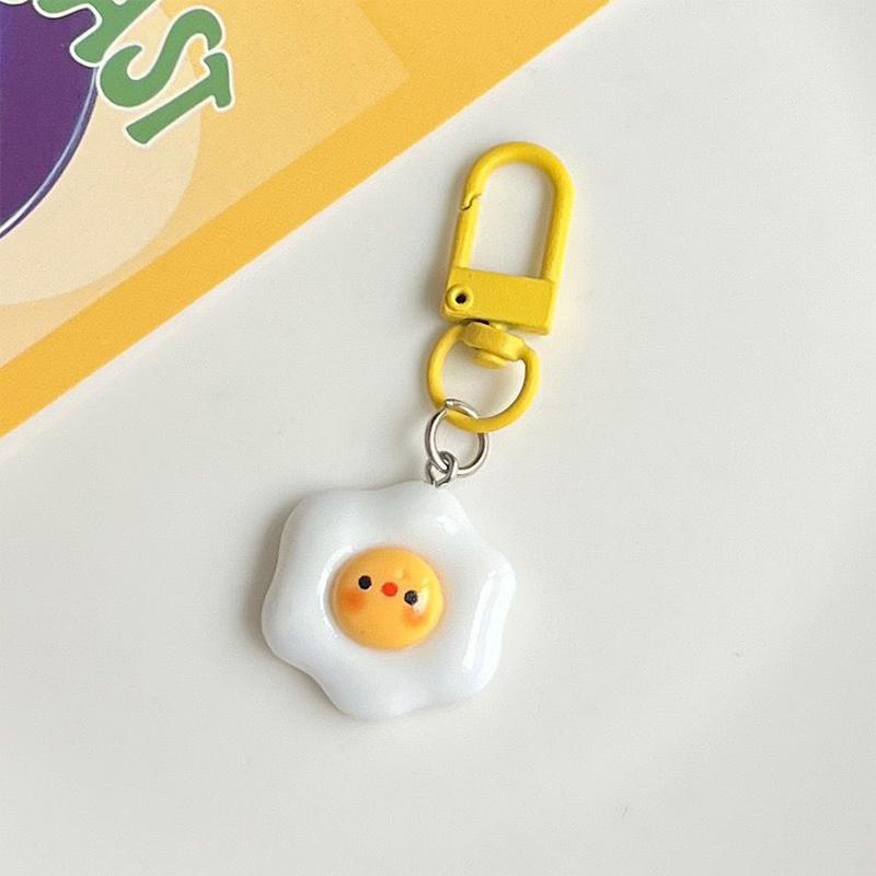Cute Simulation Food Keychain, Poached Egg Cheese Bag Pendant Funny Jewelry for Girl Students Gifts