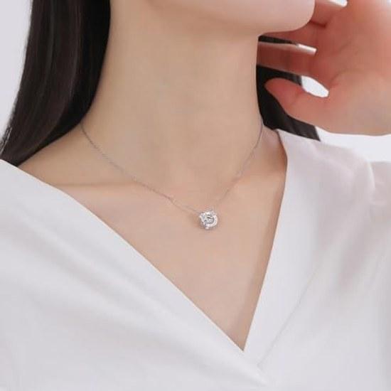 White Clover Hangingyodon 40th Anniversary Ladies Necklace Dancing Stone Sanrio Characters Silver 925 Surgical Stainless Steel 316L Cubic Zirconia