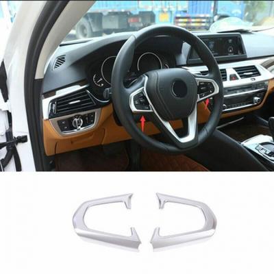 Fit For BMW X3 G01 2018- ABS Silver Steering Wheel Button Frame Trim 2PCS