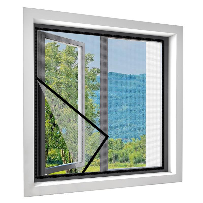 Self-Install Window Screen Mesh with Adhesive Hook & Loop Fastener - No-Drill Mosquito Net Curtain