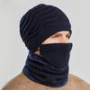Knitted Hat Men Winter Warmth Windproof Cap Scarf Threepiece Set For Commuting