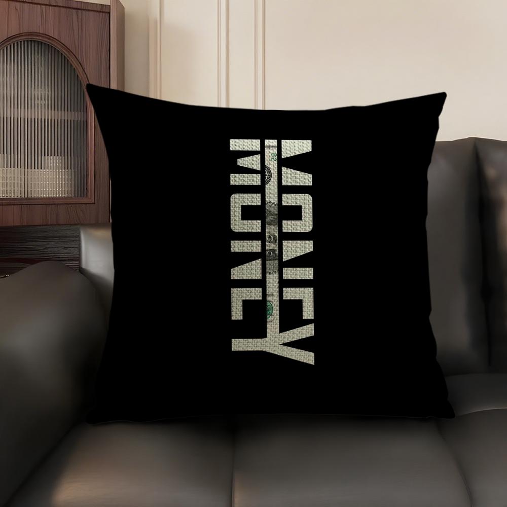 Funny Time is Money Cushion Cover Natural Linen Organic Fabric DoubleSided Printing Sofa Home Decor Breathable Environmentally