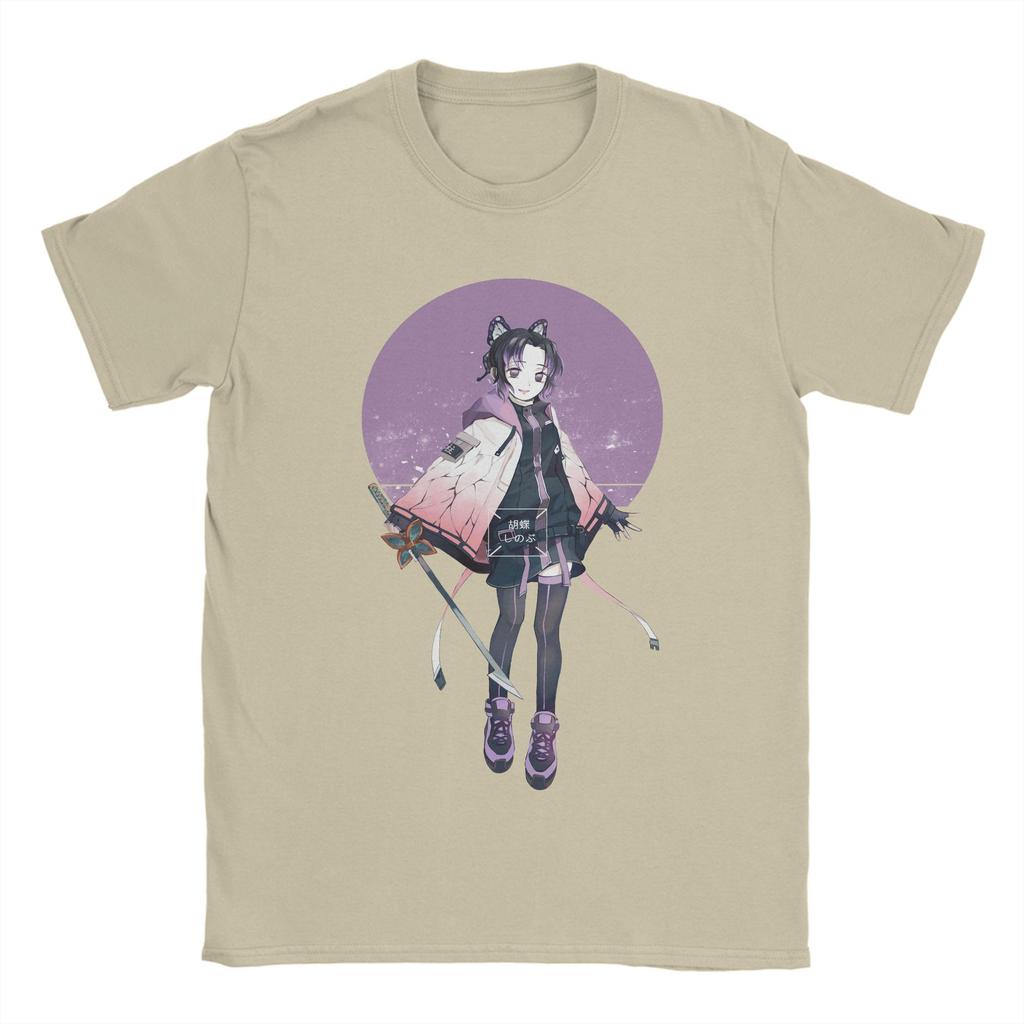 Anime Demon Slayer Shinobu Kocho T Shirt Men Cotton Novelty T-Shirt Round Collar Tees Short Sleeve Clothing Gift Idea