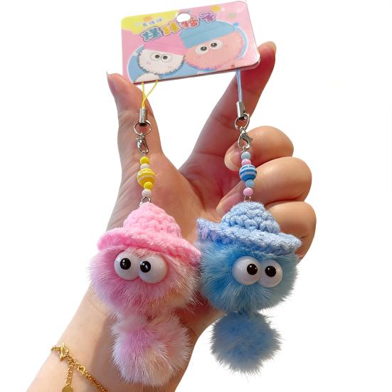 2 szt. Pluszowy brelok Briquettes z kapeluszem, urocza zawieszka do plecaka szkolnego na klucze, torbę, mini pluszowa zabawka, prezenty