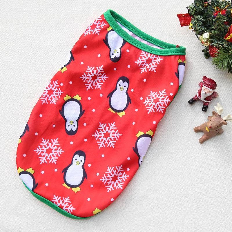 Pet Vest Lightweight Christmas Costume Small Dogs Cats Teddy Corgi Sleeveless Outfit Red Blue Print