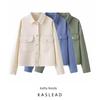 Kaslead New Women Clothes Western Style Fashion Simple Washed Jacket 8372083 712