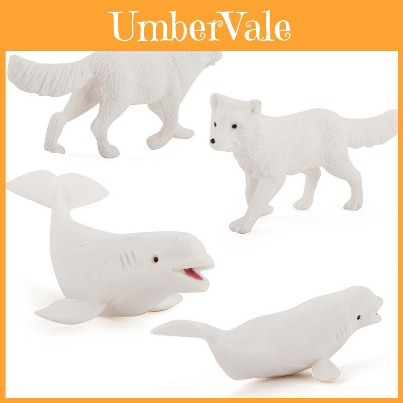 Simulated Arctic Bear White Fox Seal Whale Polar Animals Model Ornament Set For Collectors And Decor