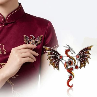Shiny Rhinestone Enamel Brooch Colorful Enamel Dragon Brooch Shiny Rhinestone Brooch  Daily Wear