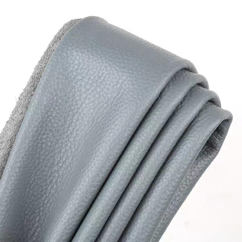 Grey blue top layer cowhide, lychee patterned genuine leather, whole leather fabric, sofa, chair, headboard soft package, furnit