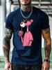 Casual Summer T-shirt with Cartoon Character Design - Round Neck