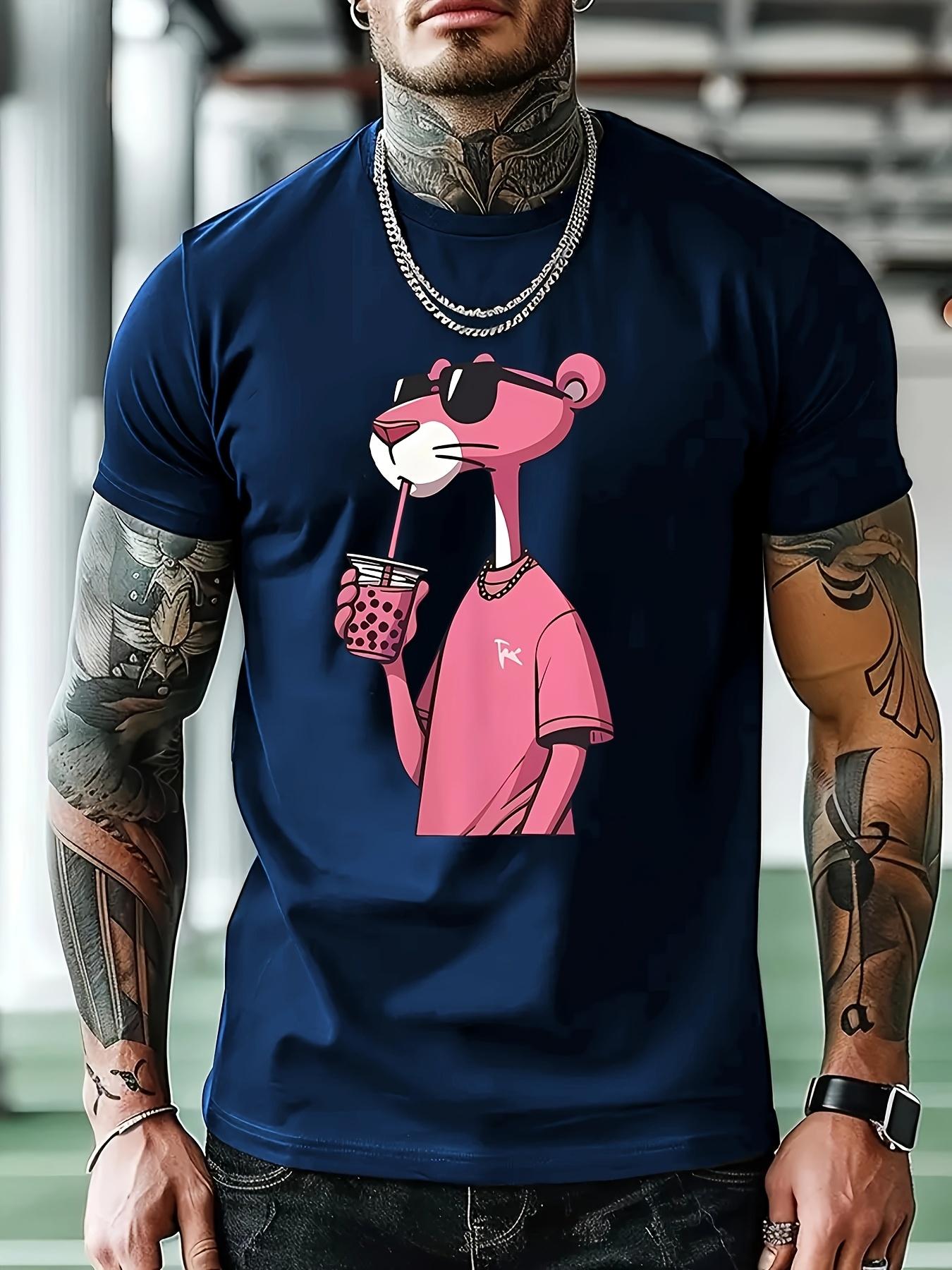 Casual Summer T-shirt with Cartoon Character Design - Round Neck M