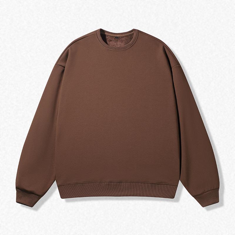 Pure Cotton Round Neck Sweatshirt for Men and Women Solid Color Loose Large Size Casual Sports Jacket Sweatshirt Couples Top Long Sleeve T-shirt