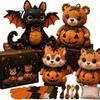 Patchwork Tier-Set Halloween Freunde Set, DIY Nähen 4 Bastel Süße Charaktere herstellen, für Anfänger Handgemachtes Geschenk Feiertagsdekoration Niedlich