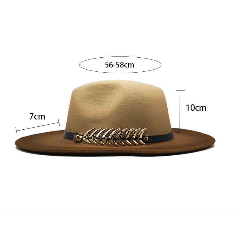 Fashion Autumn Winter Gradient Hat Women Men Fedora Hat Classical Wide Brim Felt Floppy Cloche Cap Chapeau Imitation Wool Cap