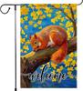 Fall Garden Ag Squirrel On Tree Double Sided 12x18 Inches Small Burlap Holiday Seasonal Yard Lawn Patio Outside Porch Deco SSL