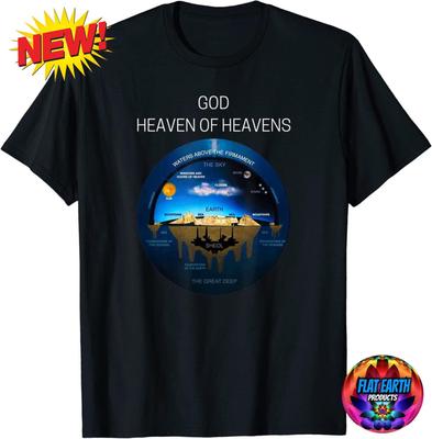 T-Shirt Mappa Terra Piatta Modello Cupola Firmamento Uomo Nero Mondo Salmo 19:1 I Cieli Dichiarano la Gloria di Dio Cosmologia Ebraica Antica Piano X