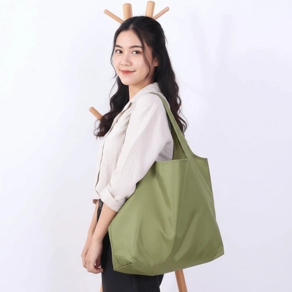 Multi-functional Folding Shopping Pouch Large Capacity Solid Color Shoulder Bag  Bag Hangings