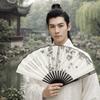Large Size Ancient Painting Hand Fan Hand Held Summer Fan Party Favor Man Silk Fan  Photo Props