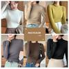 Long Sleeve Female Cold Basic Warm Shirt Inner Half-high Neck Slim Knit Shirt Bottoming Shirt Padded Warm Fall and Winter Small High Neck Tops