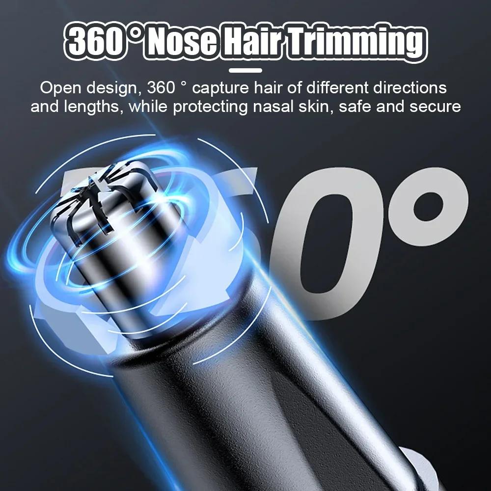 1 Set Electric Nose Hair Clipper Rechargeable Multi-kinetic Shaving Two-in-one Unisex Fully Automatic Washable Shaving Nose Trimmer