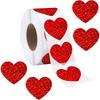 500 Pieces Valentine's Heart-Shaped Stickers Roll Glitter Heart Decorations Stickers Self-Adhesive Love Roll Stickers for Valentine, Anniversary, Wedd