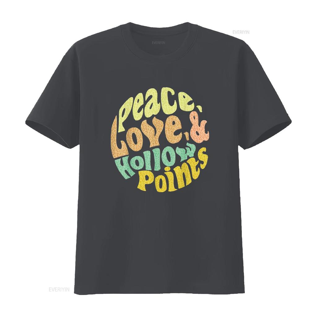 Mens Peace Love And Hollow Points T Shirt Black X Large Vintage Washed Slightly Versatile Stylish Homme Designer Clothes