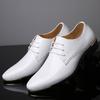 Designer Fashion New Men's Black White Pointed Lace Up Patent Leather Derby Shoes Male Homecoming Wedding Formal Dress Footwear