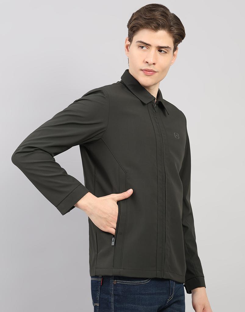 Monte Carlo Men's Regular Fit Solid Stand Collar Full Sleeve Jacket