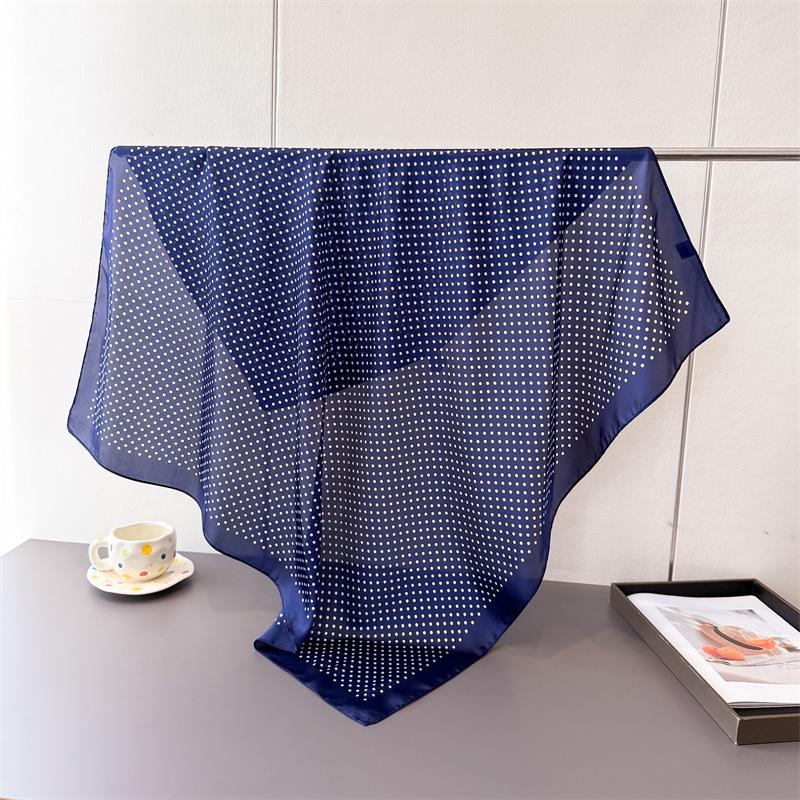 Geometric polka dot simulation silk high-end large square scarf silk scarf printing travel shawl scarf sunscreen headscarf women's scarf