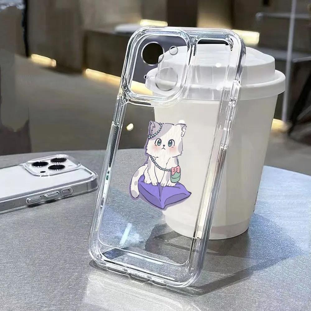 Süße Katze TPU Transparente Handyhülle Für IPhone 16 15 14 13 12 11 Pro Max 14pro 16pro 7 8 plus X XR XS Stoßfeste Weiche Hülle