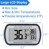 Digital Freezer Room Thermometer Large Lcd Waterproof Magnetic Back Hook Temperature Monitor For Kitchen Home Restaurant