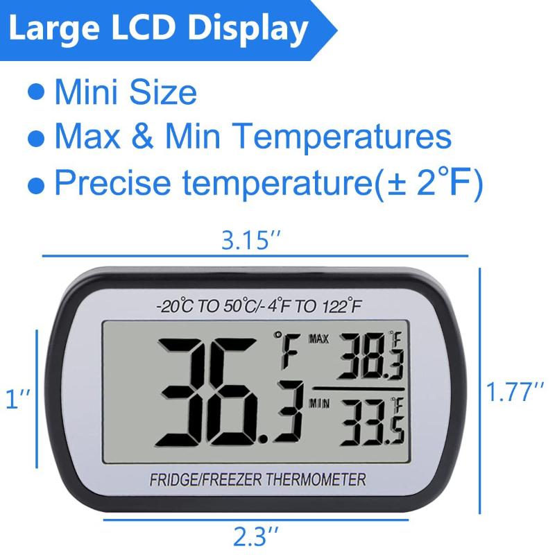 Digital Freezer Room Thermometer Large Lcd Waterproof Magnetic Back Hook Temperature Monitor For Kitchen Home Restaurant