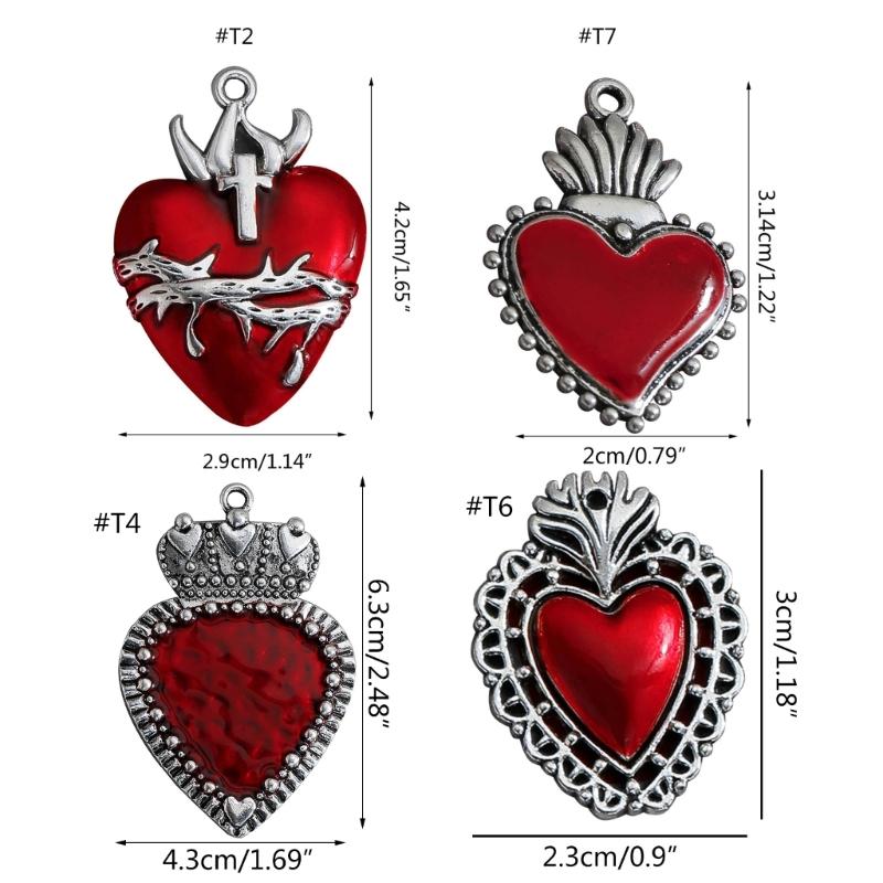 Gothic Heart Shape Pendant Vintage Alloy Jewelry Charm Jewelry Findings for DIY Necklace Earrings Making Accessory