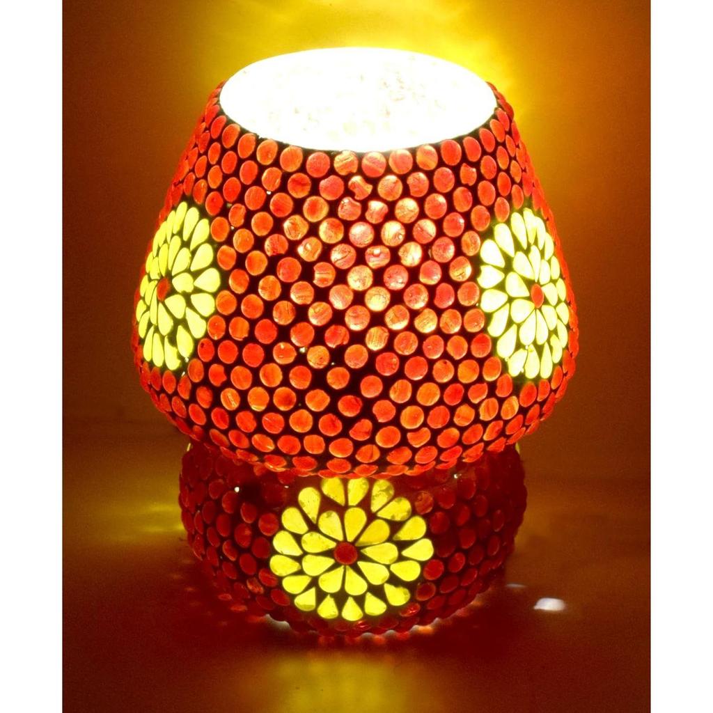 Mushroom Shaped Mosaic Glass Lamp for Home/Office/Festival Decoration (Glühbirne nicht im Lieferumfang enthalten) (, 17 cm)