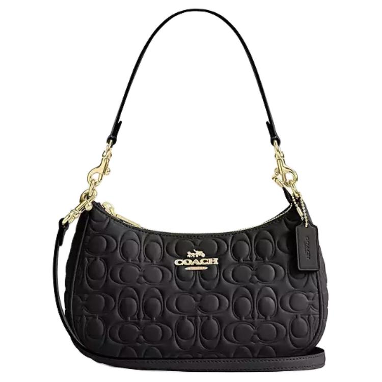

Сумка на плече Coach Teri 24, Золотий металевий логотип, Застібка-блискавка, Гладка шкіра, Середній розмір, Жіноча сумка на плече, Чорний CY774-IMBLK Basic Set (Bag+Dust Bag)