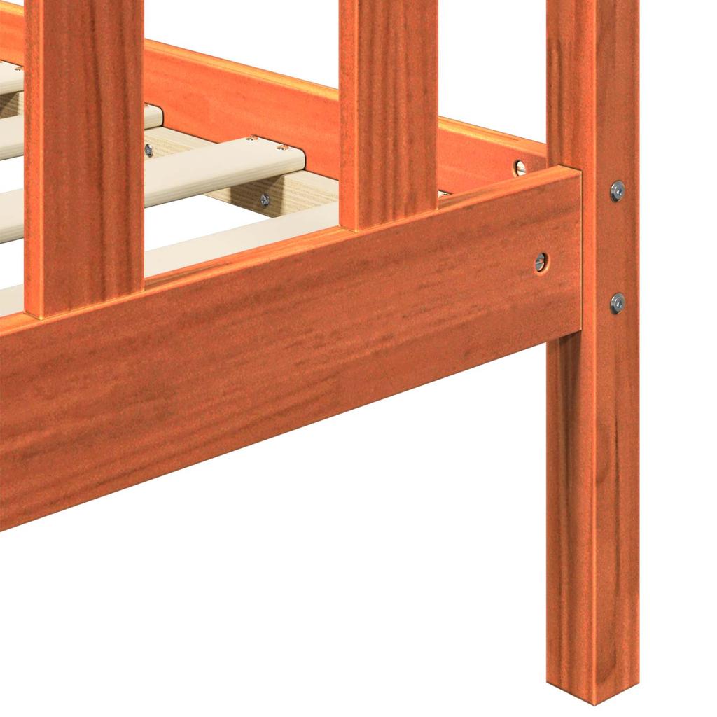Bed Frame with Headboard Wax Brown 205.5 x 155.5 x 100 cm