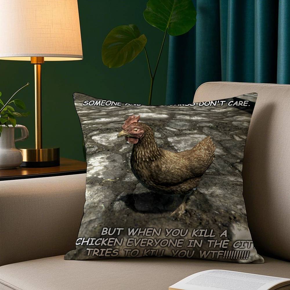 Hey Du Du bist endlich aufgewacht Skyrim Meme Kissenbezug Gemütlicher Plüsch-Kissenbezug Beidseitig bedruckt – Wohngeschenk für Schlafzimmerdeko