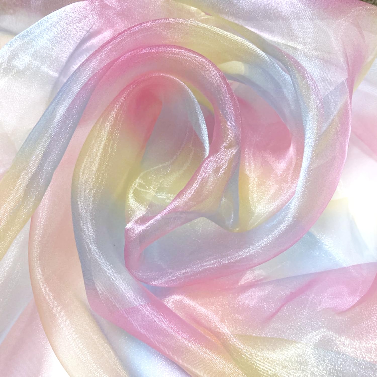 

Rainbow Organza Width Costume Cloth [moonfarm] Fabric, 140cm, Glossy, Colorful, Transparent, Crafts, (3m)