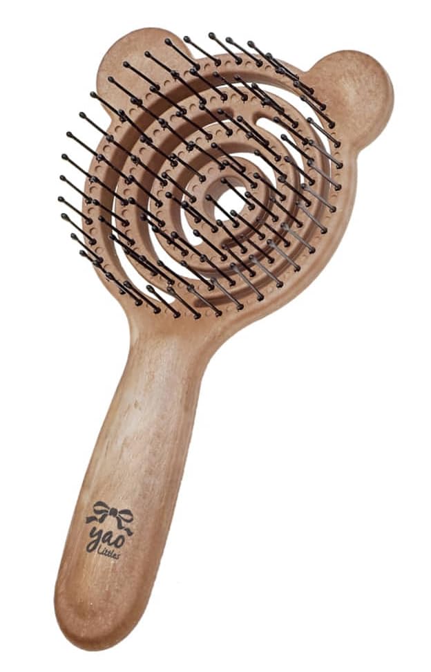 Yao Littles Hair Brush Hair Beautiful Scalp Scalp Gentle On Gentle On Home Static Washable with 3D Approach Air Reduces Blow Made In Korea (Bear