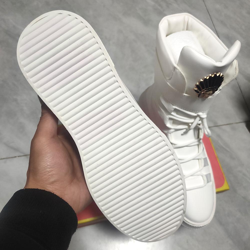 Moda Novos sapatos de cano alto para homem sapatos de plataforma de comprimento total para homem aumento botas casuais de couro botas de equitação brancas A6