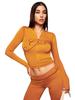 Women's Long Sleeve Cropped Tracksuit Set with Flare Pants