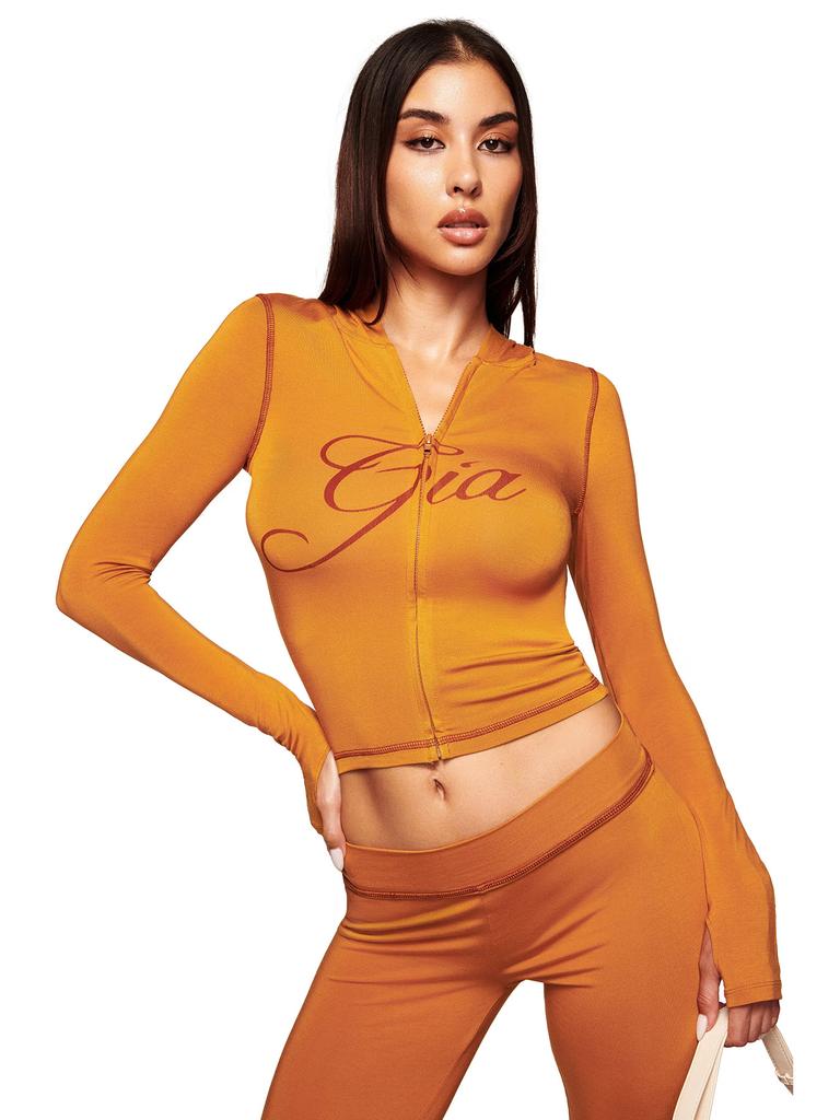 Women's Long Sleeve Cropped Tracksuit Set with Flare Pants