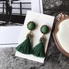 1Pair Bohemian Long Drop Vintage For Women Bright Brick  Flower Long Tassel Drop Earrings Dangle