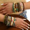Boho Beaded Stack Bracelet Set, Multi-Layer Wood & Turquoise Bead Bracelet for Women, Bohemian Casual Beach Jewelry