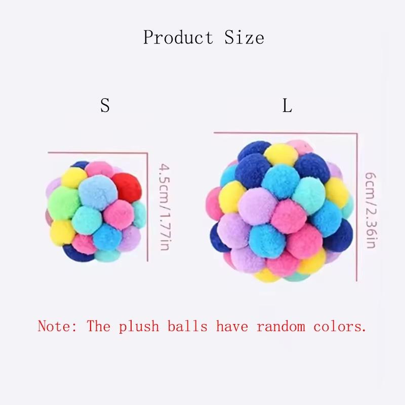 Hot Cat Interactive Toy Plush Ball Pet Bouncy Ball Self-play Ball Boredom Reliever Cat Teaser Colorful Yarn Ball Pet Toy