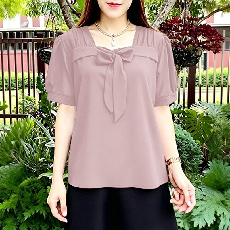 

ZANZEA Women Square Collar Summer Casual Loose Short Sleeve Dress 5XL камея рожевий колір