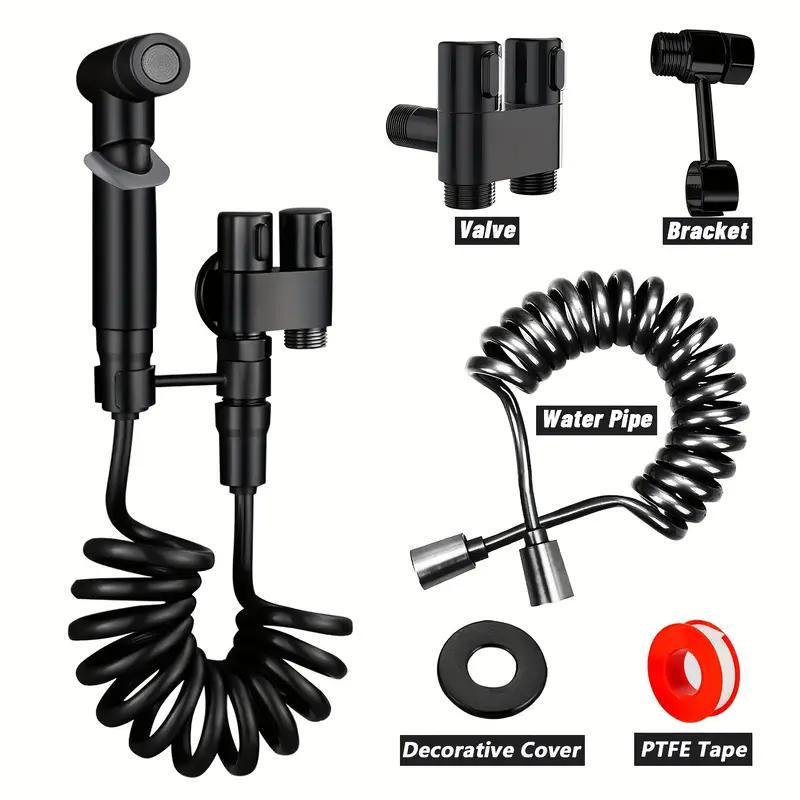 6pcs Modern Bidet Set with Handheld Sprayer & Dual-Control Valve - High-Pressure Boosted Bidet System, Fit for Toilet