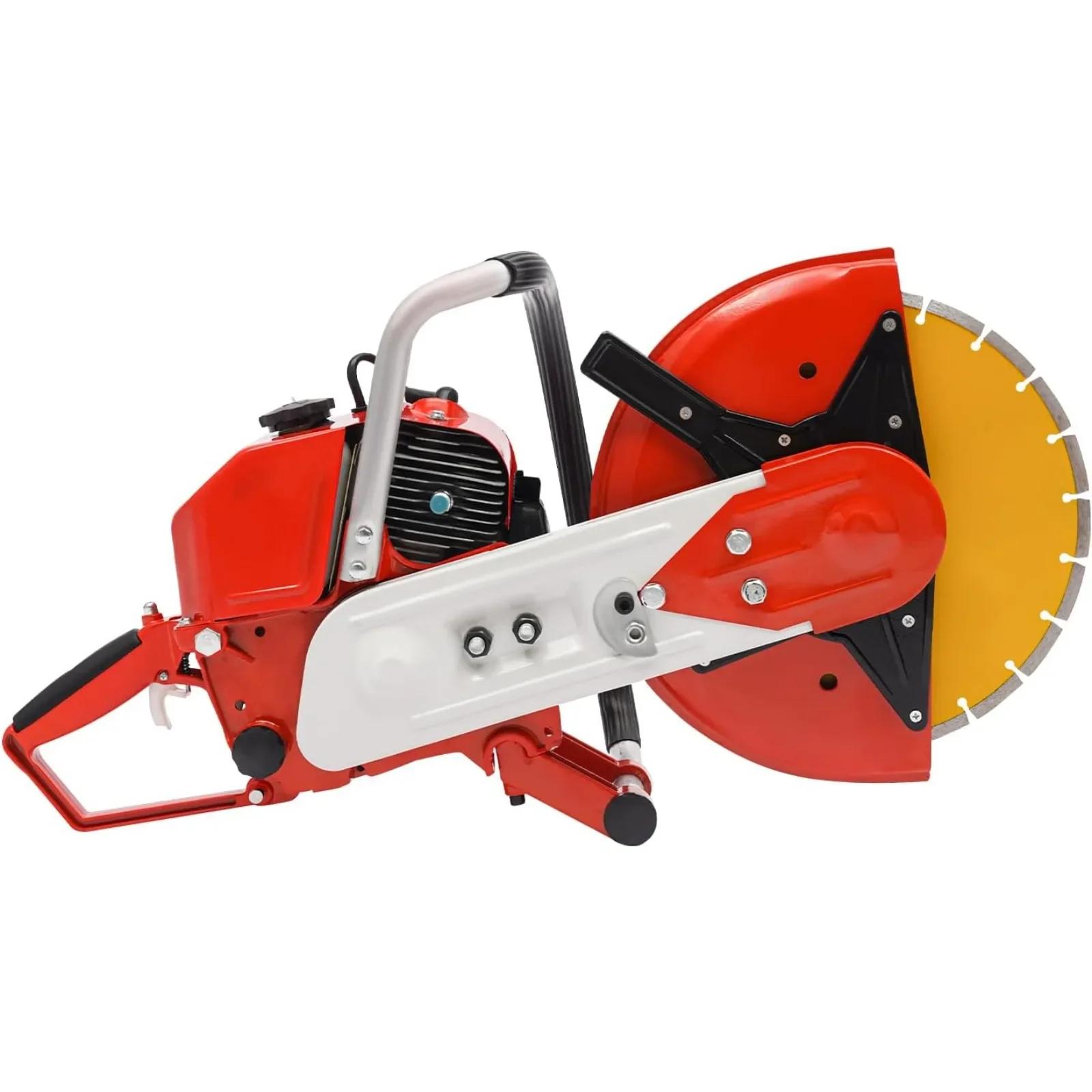 

78.5CC 2-тактная портативная бензопила по бетону Резка цемента и кладки Бензорез по бетону с 12-дюймовым режущим диском красный